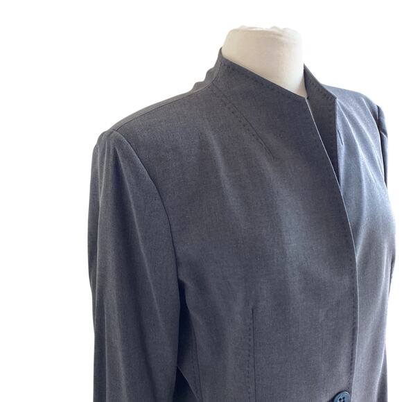BLOOMINGDALES Blazer Women’s Size 16 GreyTop Stitched Corpcore Classic - Picture 2 of 9
